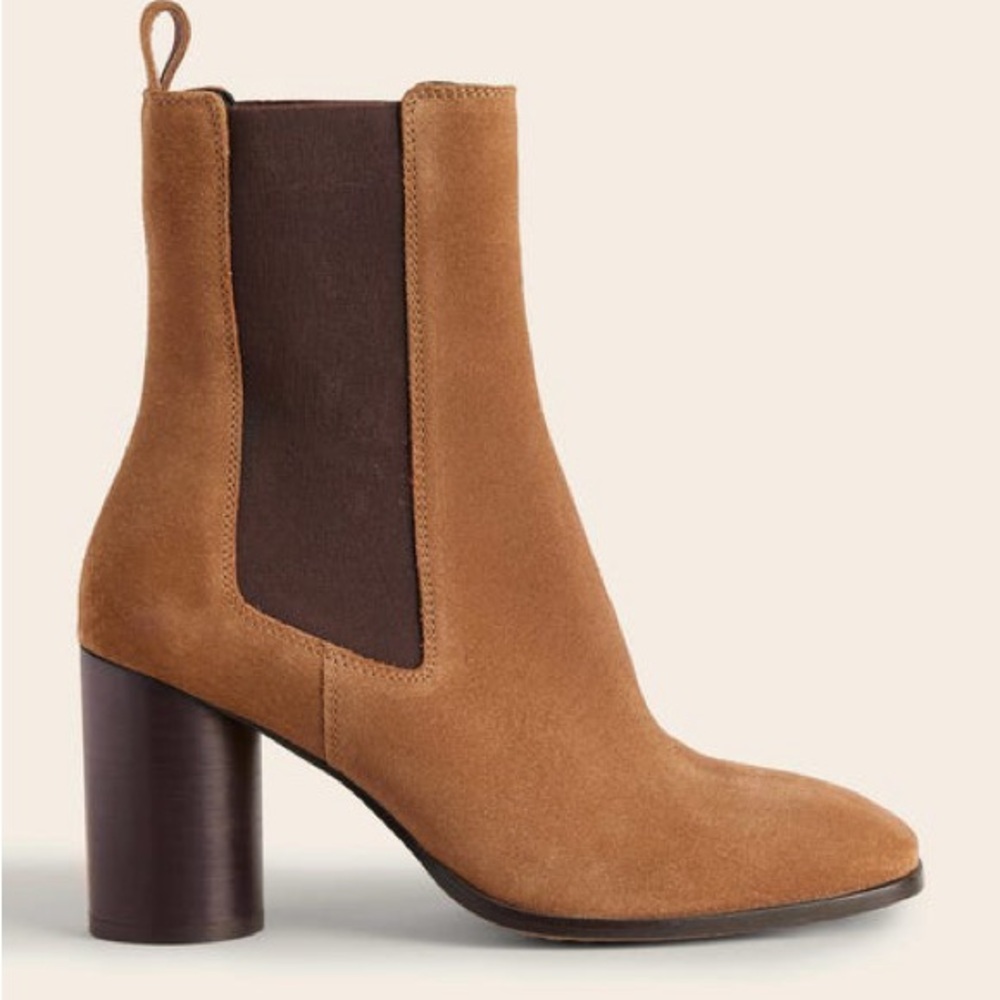 NWOT Boden Suede Chelsea Boots in Tobacco, Cylindrical Heel | US 10 | MSRP $225
